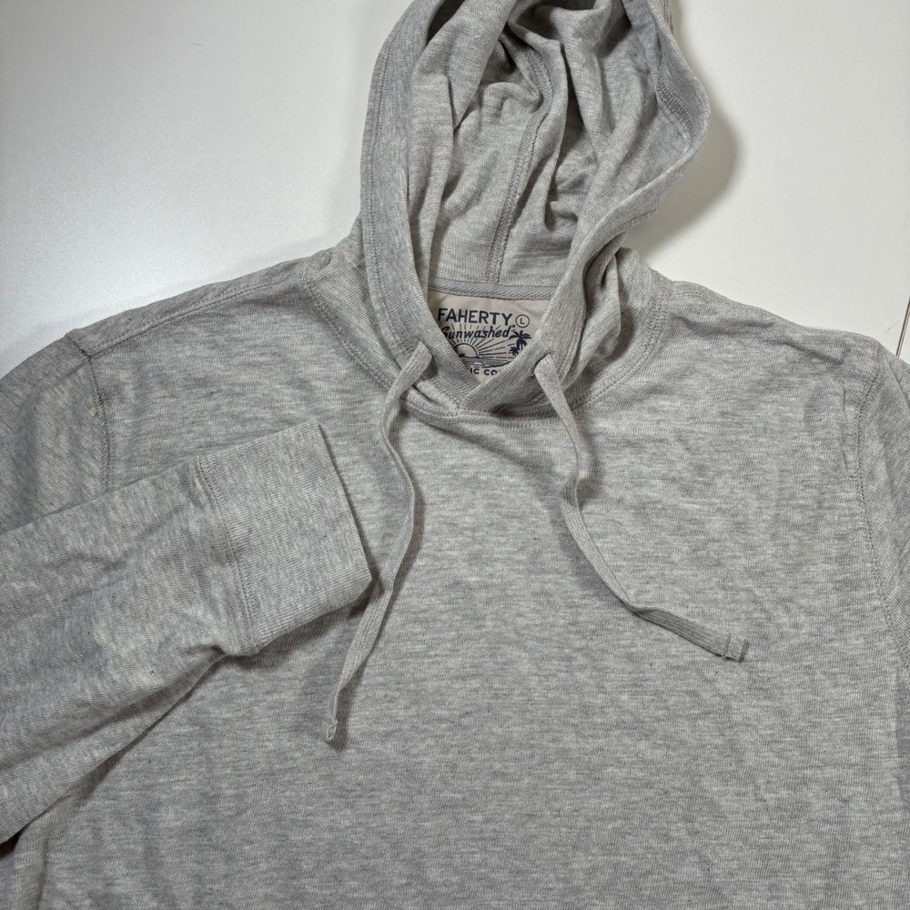 NEW Faherty Hoodie Large Grey Sunwashed Organic Cotton Pullover MKC0096-LGH